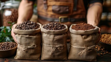 Packaging of coffee beans.


