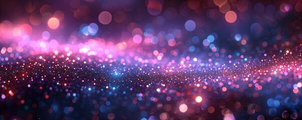 Abstract background with purple, pink and red lights. sparkling the background blurs into soft bokeh. There is a soft, light passing through.