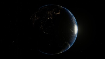 3D Illustration of planet earth floating in space beautiful scene