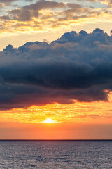 Sunrise over Mediterranean Sea, Barcelona, Spain, Europe - 771544149