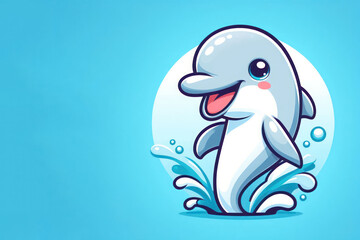 Obraz premium Cheerful dolphin. Space for text.