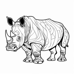 Fototapeta premium rhino isolated on white coloring book, coloring page