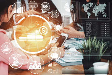 Finance and Money Transaction Technology Concept. Icon Graphic interface showing fintech trade...
