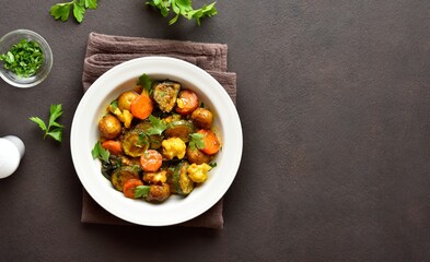 Stewed vegetables on plate