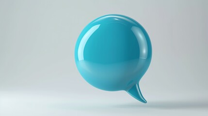 3D illustration of a blue speech bubble on a white background.