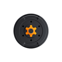 Fototapeta premium 3D Round Black and Orange Dumbbells: Transparent Background