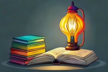 books and lamp
