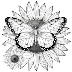 Coloring page butterfly on white background