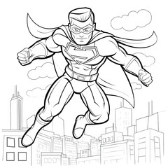 Coloring page illustration of an superhero