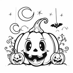 Coloring page halloween pumpkin cartoon