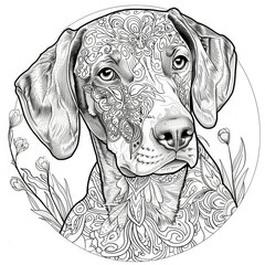 Coloring page illustration of a dog