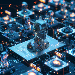 Cyber intelligence and AI security. Digital sovereignty and protecting intelligent systems against threats. AI-Driven security. Safeguarding Intelligent systems in cyber age. Advanced AI security. - obrazy, fototapety, plakaty