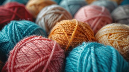 Colored wool yarn - obrazy, fototapety, plakaty