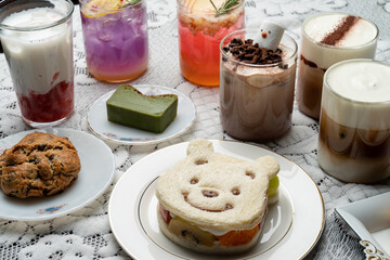 Cafe, strawberry, latte, fruit, acido, cream, vanilla, mocha, croiffle, croissant, waffle, apple, lemon, ade, levin, cookie, matcha, terrine, cake
