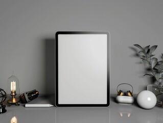 Workspace Essentials: iPad Mockup on Office Desk,Professional Setting: iPad Mockup on Office Table