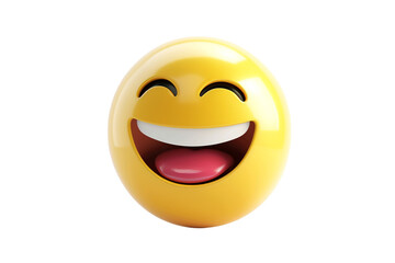 Fototapeta premium 3D Vector 3D Emoji Laughing Or Happy Isolated On transparent