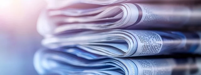 Fotobehang stack of newspaper with copy space © JovialFox