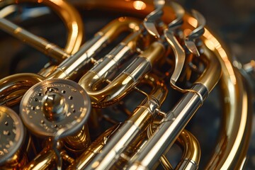 Obraz na płótnie Canvas Highlight the precision of a brass instruments valves and keys