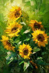 sunflowers impressionist  - obrazy, fototapety, plakaty