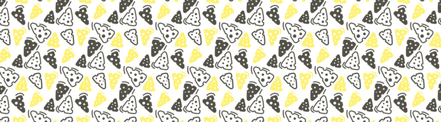 cheese hand drawing doodle seamless pattern, yellow and black simple background, repeat wallpaper
