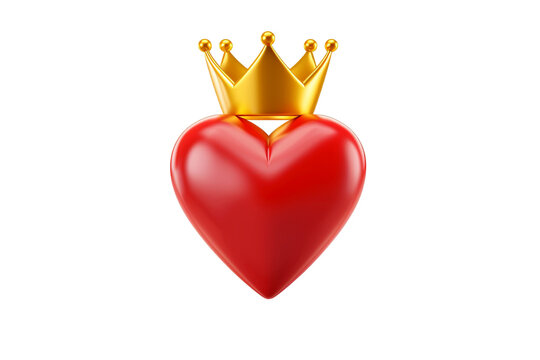 Vector 3D Icon Falling In Love Emotion With Gold Crown Isolated On transparent
