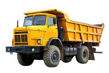Yellow Dump Truck isolated on a transparent background