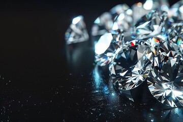 Sparkling Dimensions: Hyper-Realistic Diamond Variations on Black - obrazy, fototapety, plakaty