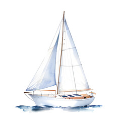 Fototapeta premium sailboat watercolor illustration isolated transparent background