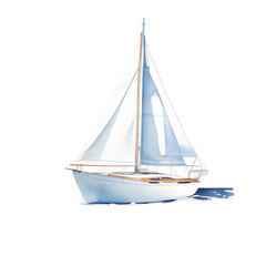 sailboat watercolor illustration isolated transparent background