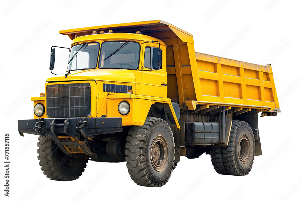 Wall mural yellow dump truck isolated on a transparent background