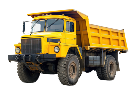 Yellow Dump Truck isolated on a transparent background - Powered by Adobe