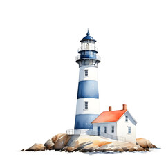 lighthouse watercolor illustration isolated transparent background