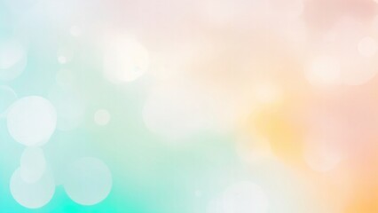 Blurred Blue mint green, peach orange and white silver colors bokeh background