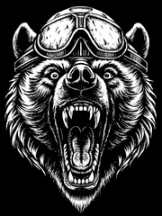 Design of a bear head motorcycle rider.