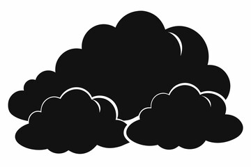 Vector of clouds black silhouette with white background.