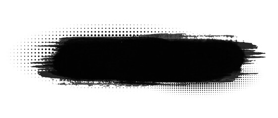 Glitch distorted brush stroke. Trendy halftone brush background. Vector illustration