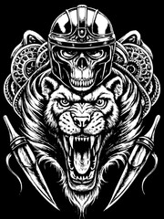 Fototapeta premium Design of a lion head motorcycle rider.