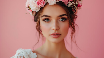 beautiful woman with flower crown