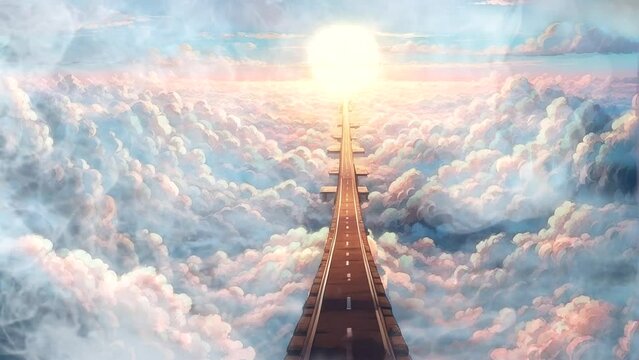Road Above the Clouds: Journey to Heaven Looping Time-Lapse Animation