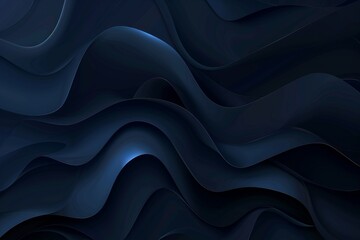 luxurious abstract background in dark blue hues. Design a captivating composition featuring flowing wavy lines against a dark backdrop, generative ai