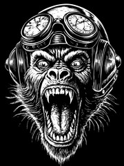 Design of monkey head motorcycle rider.