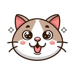 Funny Cat Face flat design. minimal style vector illustration