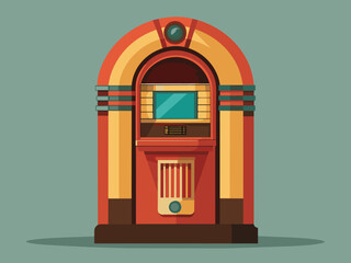 Fashioned retro jukebox in minimalist background. Vibrant color fashioned jukebox. Highly detailed vector illustration.