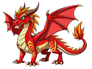 Obraz premium Highly detailed vector of a red dragon.