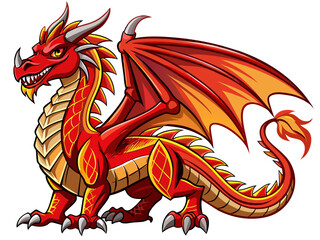 Highly detailed vector of a red dragon.