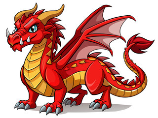 Naklejka premium Highly detailed vector of a red dragon.