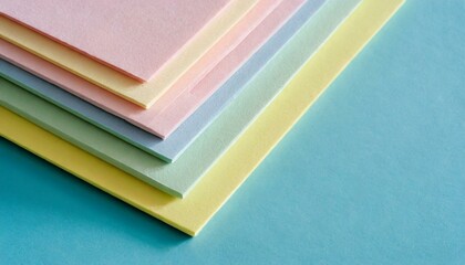 Stack of pastel colored sheets of paper cardstock