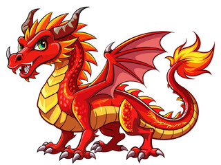 Naklejka premium Highly detailed vector of a red dragon.
