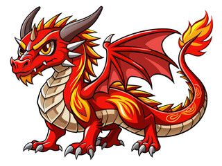 Naklejka premium Highly detailed vector of a red dragon.