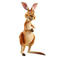 Cute kangaroo character smiling happily on PNG transparent background.